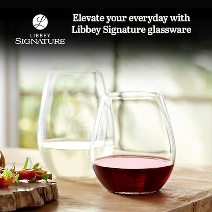 Libbey Signature Kentfield Stemless Red and White Wine Glasses Set of 12, Elegant, Dishwasher Safe Wine Glass Set for Birthdays, Weddings & More