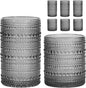 Moretoes Gray Hobnail Drinking Glasses Set of 6, Glass Cups | 12 Oz Highball by Moretoes