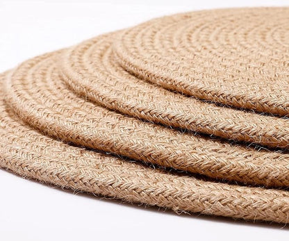 Jute Woven Oval Placemats Set of 6, Brown Plate Charger 12x16 inches Jute Heat Resistant Non-Slip Weave Place mats Farmhouse Straw Braided Rattan Tablemats Wicker Placemats for Dining Table