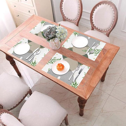 Boho Sage Green Placemats Abstract Bohemian Mid Century Modern Gold Leaves Plant Olive Grey Minimalist Washable Place Mats 12x18Inch for Dining Kitchen Farmhouse Decor 4 PCS
