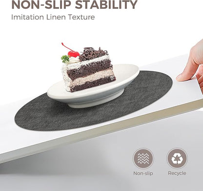 13"Round Placemats Set of 6, Reversible Faux Leather Heat Resistant Table Mats - Image 4