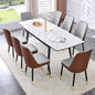 Extendable Dining Table Set for 8, 55'' to 78.8'' Rectangular Thickened Sintered Stone Kitchen Table with 8 Upholstered Chairs, Modern Space Saving 9-Piece Dinner Table Set
