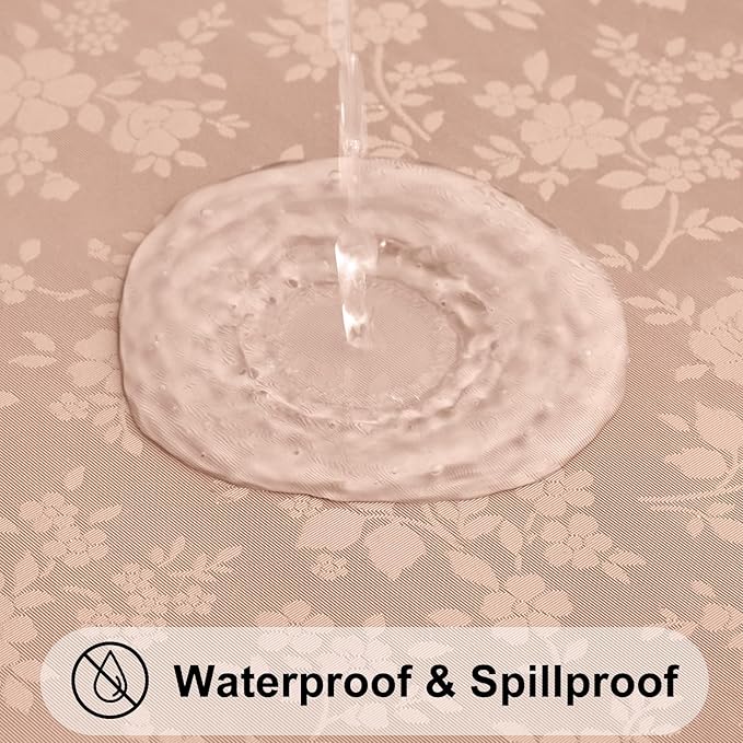 Smiry Rectangle Table Cloth, Waterproof Heavy Duty Vinyl Tablecloths, Wipeable Washable Table Cover for Kitchen and Dining Room (Tan, 60" X 120")