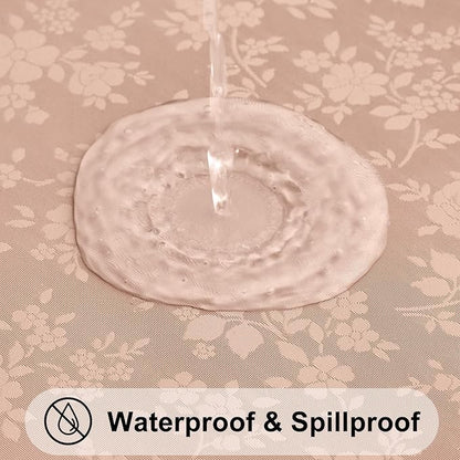 Smiry Round Table Cloth, Waterproof Heavy Duty Vinyl Tablecloths, Wipeable Washable Table Cover for Kitchen and Dining Room (Tan, 70" Round)