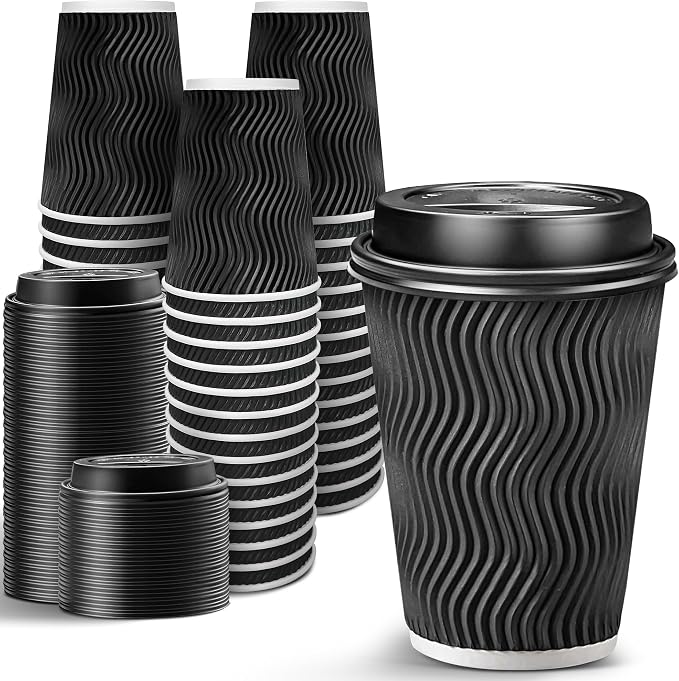Ginkgo 100 Pack 12 oz Disposable Insulated Coffee Cups by HOME