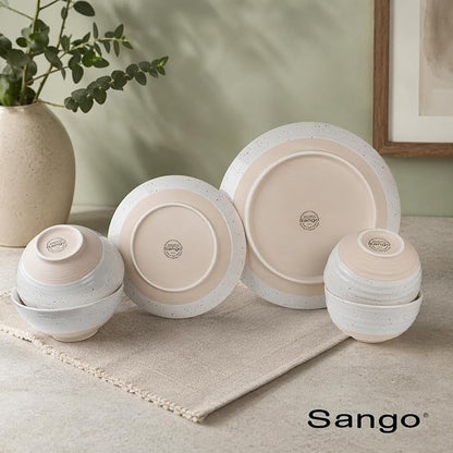 Sango Siterra 16-Piece Rustic White Stoneware Dinnerware Set – Service - Image 9