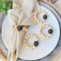 Wood Bead Napkin Rings Set of 6, Dark Gray and Natural Beech Wood, Farmhouse by LEBEJUA-EXCLUSIVENAPKINRINGSSET