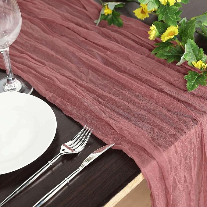 Efavormart 10ft Mauve Cheesecloth Table Runner - Image 9