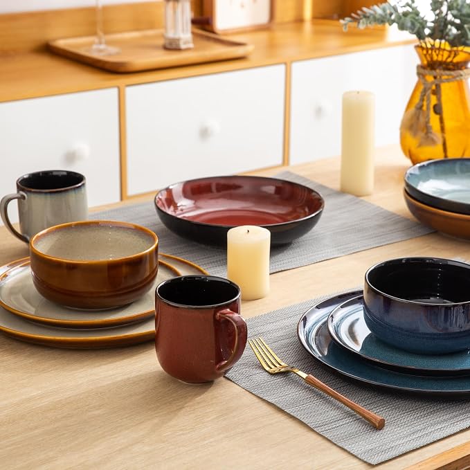 LERATIO 9.0" Ceramic Pasta Bowls Set of 4, 38oz Large Stoneware Bowls Set | - Image 6