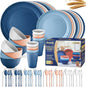 Wheat Straw Dinnerware Sets, 64-Piece Plates and Bowls Sets by HOMMALY