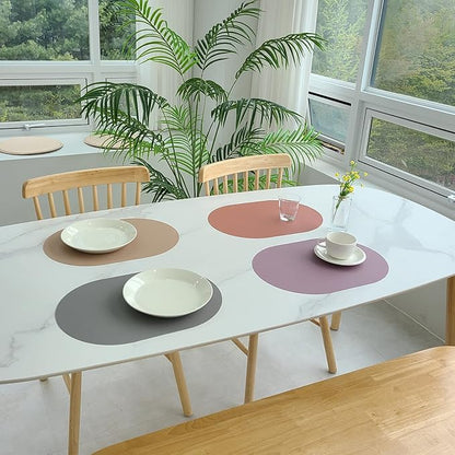 Silicone Placemats Set of 4 - Heat Resistant Washable and Wipeable Non Slip Place Mats, Waterproof Modern Dining Table Mats, Oval 16.9"x11.8"(Serenity)