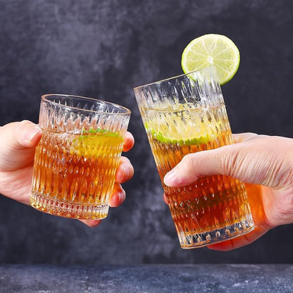 Loivttvv Glassware Drinking Glasses Set of 8, 14 oz Highball Glasses & 10 oz - Image 3