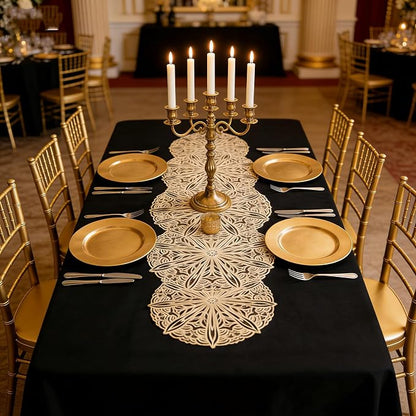 FAVE Gold Small Table Runner 36 Inch Dresser Vinyl Runner | Heat Resistant - Image 8