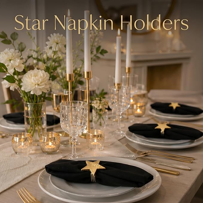 Star Napkin Holders, Durable Aluminum Napkin Rings Set of 6 - Image 6