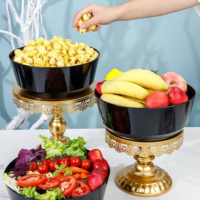 8 Pack Black Serving Bowls for Wedding | 128oz Heavy Duty Disposable Plastic - Image 6