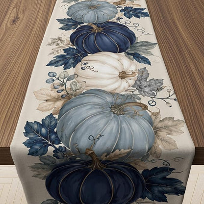 Fall Decor - Blue and White Pumpkin Table Runner | Thanksgiving Decorations | by OHOME