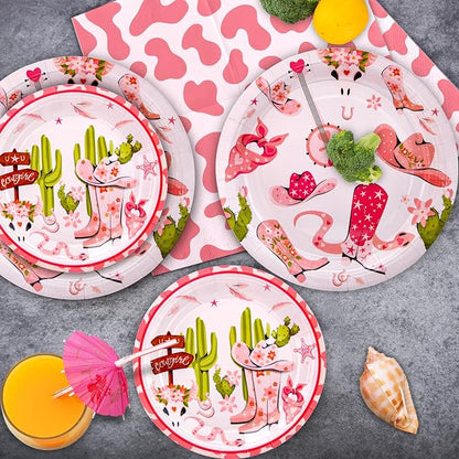 180PCS Cowgirl Paper Plates and Napkins Party Supplies Serve 60 | - Image 4