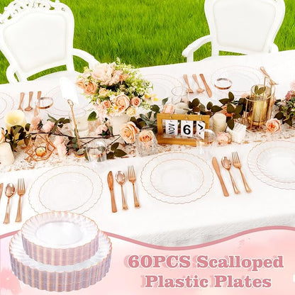 YOUBET 60PCS Rose Gold Plastic Plates - Image 6