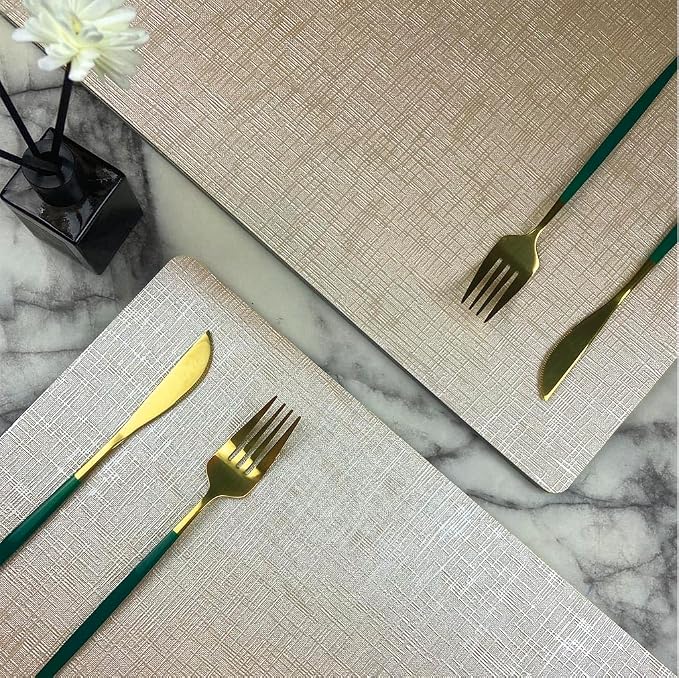 Elegant Placemats and Coasters Set 6, Vinyl Washable Place Mats - Image 3