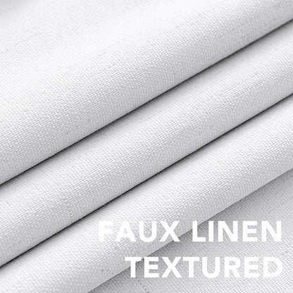 H.VERSAILTEX Primitive Linen Curtains 100% Blackout Curtain Drapes Burlap Curtains with White Thermal Insulated Liner, Grommet Top Drapes Living Room/Bedroom (2 Panels, 42 x 63 Inch, Bright White)