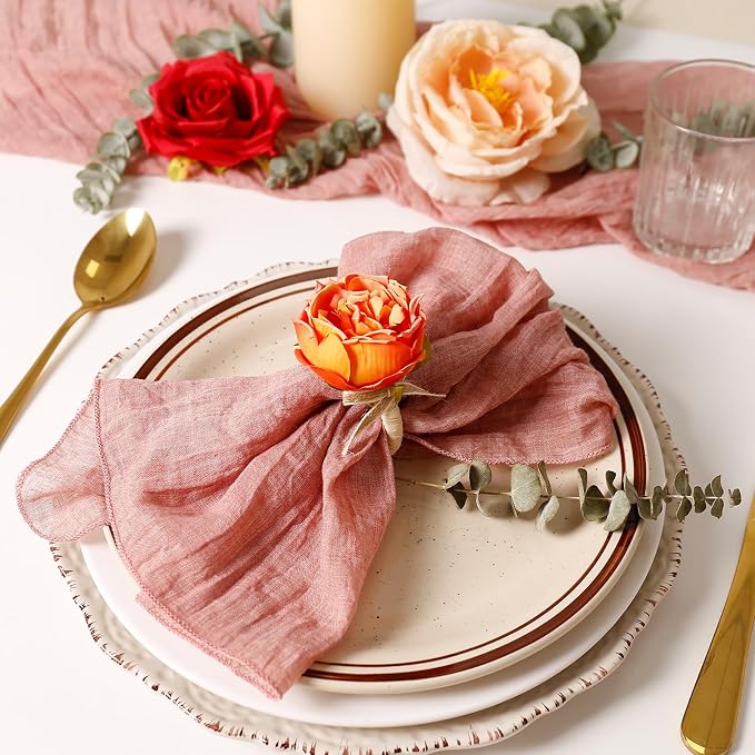 Handmade Flower Napkin Rings Set of 6, Valentine's, Thanksgiving Table - Image 2