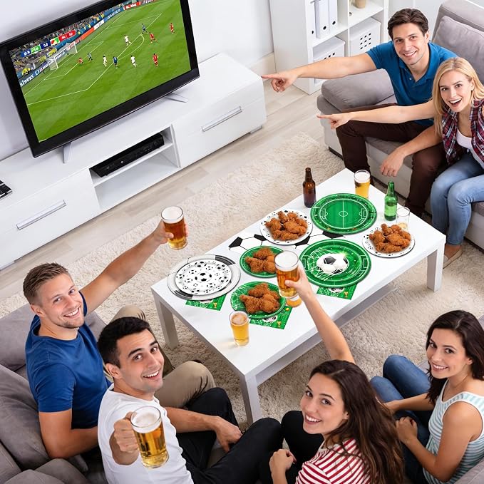 60PCS Soccer Paper Plates and Napkins Party Supply Serves 20 | Disposable - Image 8