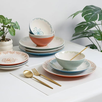 Sango 12-Piece Speckled Stoneware Dinnerware Set - Image 4