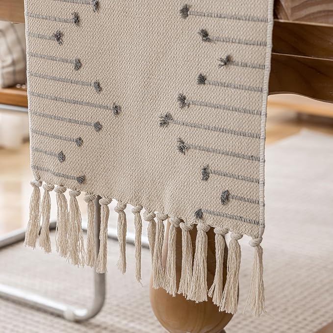 Joyfol Day Boho Table Runner, Farmhouse Stripe Cotton Table Runners - Image 7