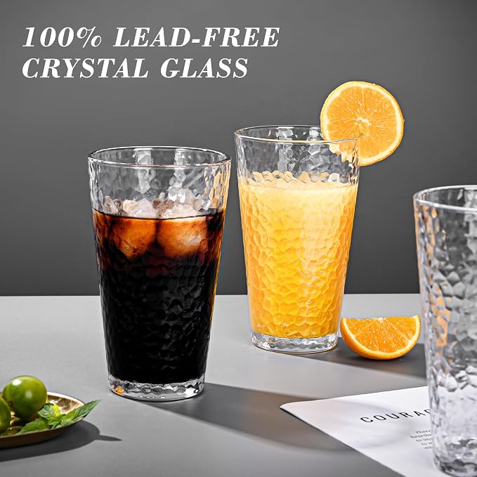 Amyoole Drinking Glasses Set of 8, 16oz Clear Highball Water Glasses | - Image 2