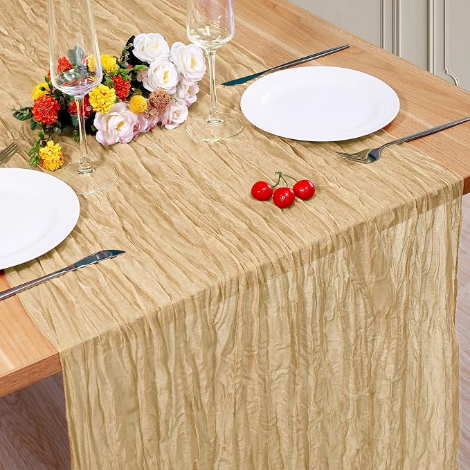 1 Pack Cheesecloth Table Runner 10Ft Christmas Gauze Boho Table Runners by Home