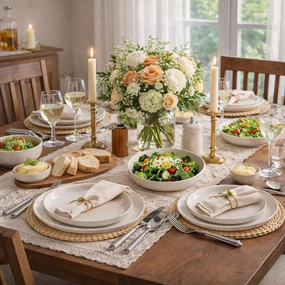 AmorArc Dinnerware Sets for 8, 24 Pieces Ceramic Plates and Bowls Set | Scratch - Image 8