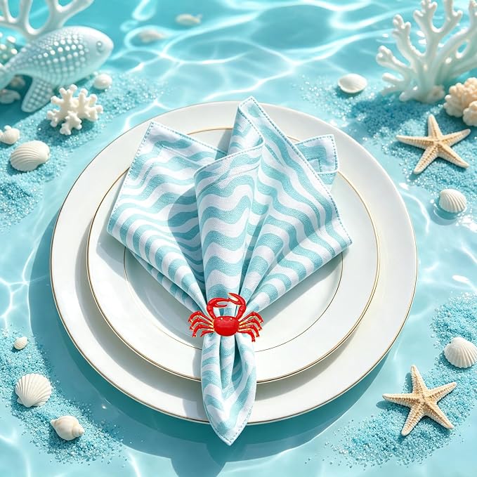 Gold Crab Napkin Rings Set of 12 Nautical Coastal Napkin Holders - Image 3