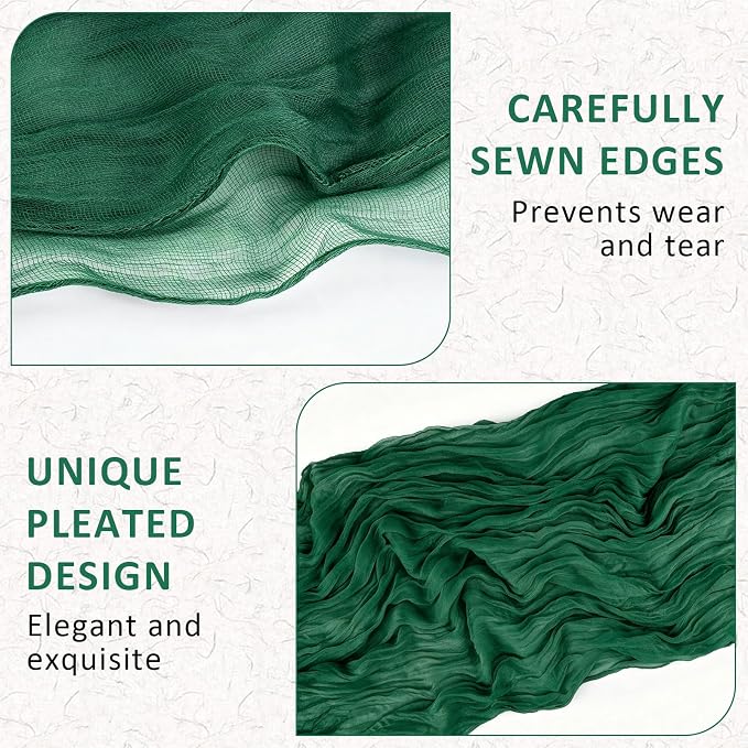 Cheesecloth Table Runner, 120 Inch 10 FT, Emerald Green | 1 Pack, 35x120 Inches - Image 4