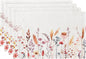 QIYI Boho Placemats Set of 4, 12x18 Inch Linen Fabric Floral Place Mats for Kitchen Dinning, Farmhouse Rustic Cloth Table Mats, Washable Placemat Party Table Décor, Autumn Wildflowers