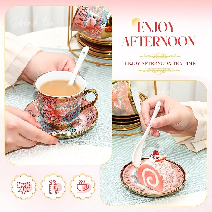 20 Pcs Porcelain Tea Set for Adults - Image 7