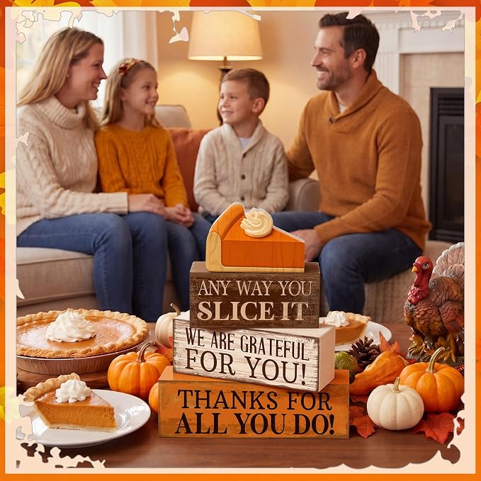 Moucuny 4 Pcs Fall Coffee Table Decor Fall Decoration - Image 4