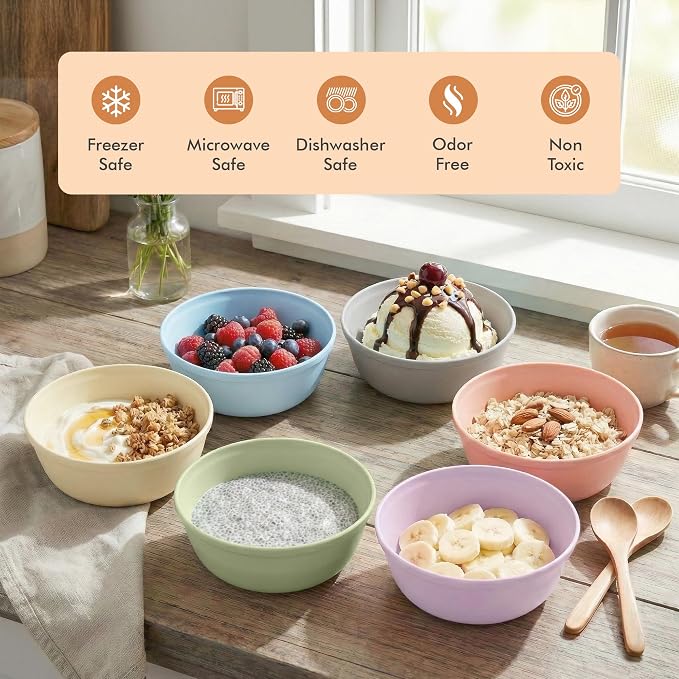 MASTERCOOK Plastic Bowls Set of 6 – 15oz Multipurpose Deep Plates Salad and - Image 4