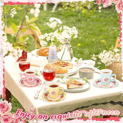 Tioncy 100 Pcs Tea Party Decorations Include 50 Pieces 9 oz Paper Tea Cups - Image 6