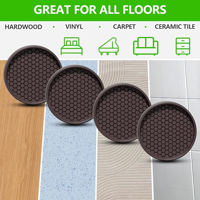 Non Slip Furniture Pads- 3"x3" Round Anti Skid Caster Cups Furniture Coasters - Image 6