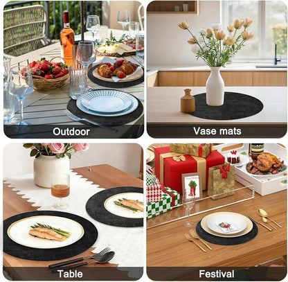 Round Faux Leather Placemats and Coasters, Reversible Heat Resistant Non-Slip - Image 7
