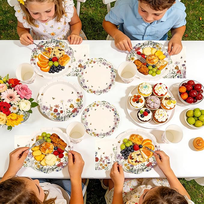 250Pcs Vintage Wildflower Party Supplies - Image 7