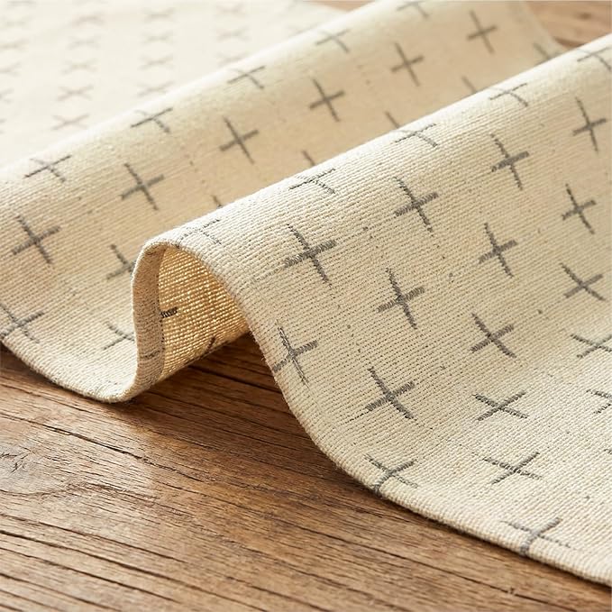 Artoid Mode Beige Cross-Star Textured Table Runner, Seasonal Waterproof Rustic - Image 6