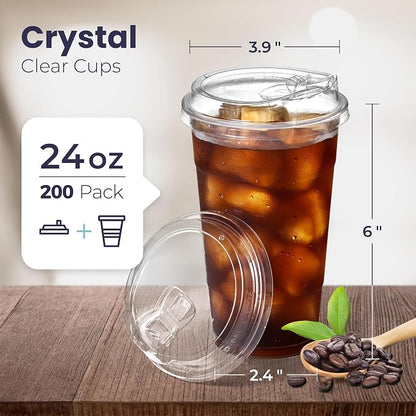 Fit Meal Prep 200 Pack 24 oz Clear Plastic Cups - Image 2