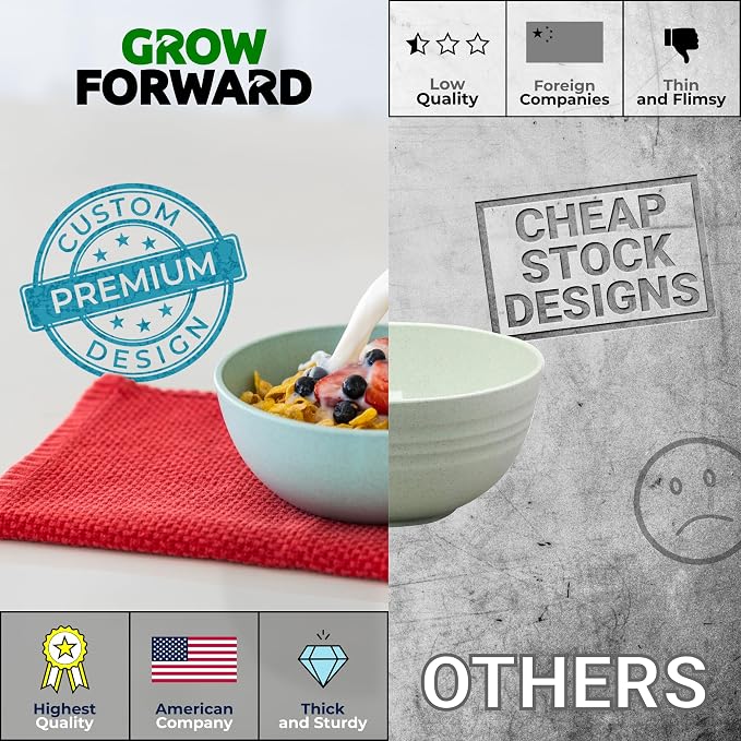 Grow Forward Premium Wheat Straw Bowls Set of 8 - Image 4