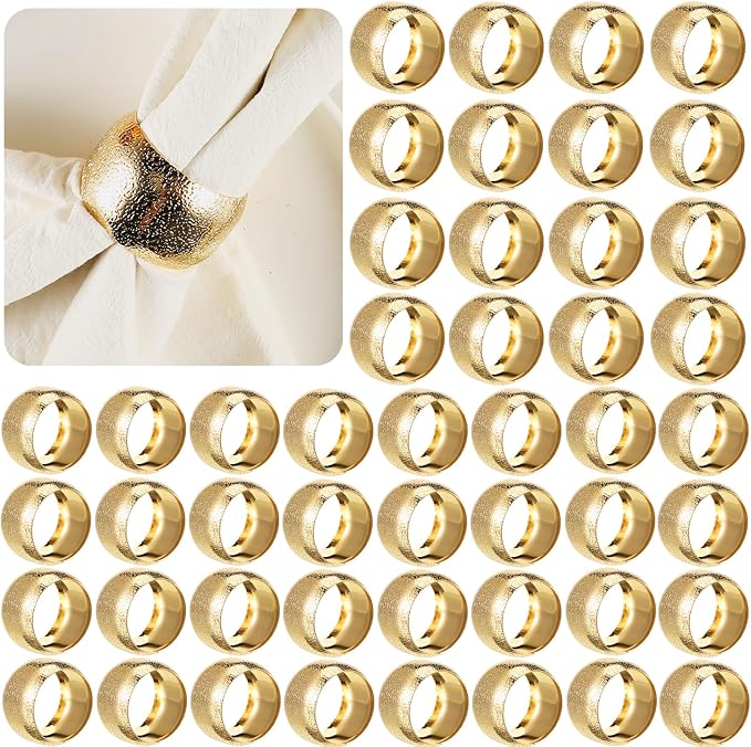 Lallisa 24 Pcs Gold Napkin Rings Bulk Metal Classic Brass Napkin Ring Holders by Lallisa