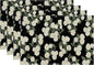 Spring Place mats Set of 4,12x18 Inches Black Beige Hydrangea Floral Decorative Summer Decor Flower Placemats Rectangle Spring Table Mats for Party Home Kitchen Dining Table Decoration