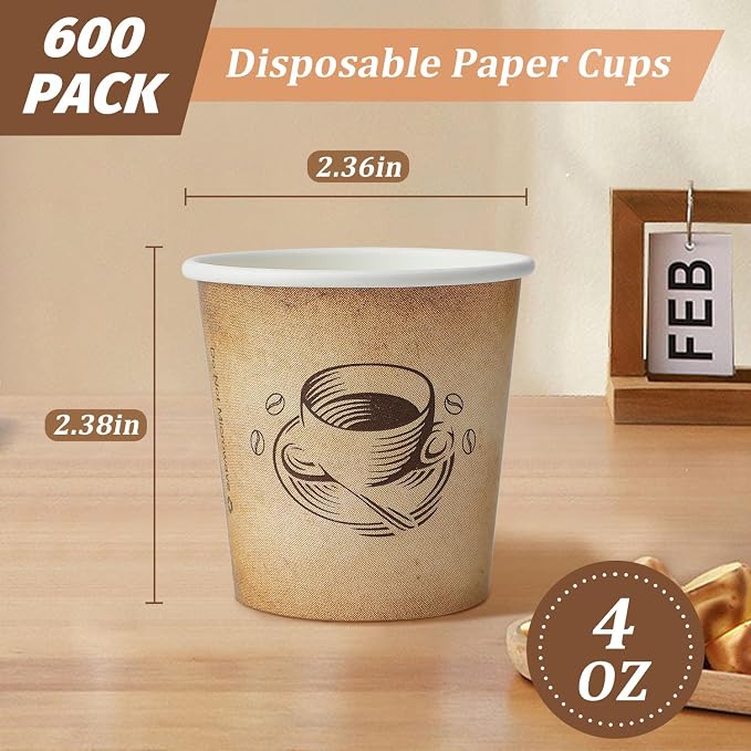 Clawsoff 600 Pack 4 oz Small Coffee Cups Disposable Paper Espresso Cups | - Image 2