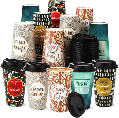 50 Pack 16 oz Disposable Coffee Cups by Ovveroche