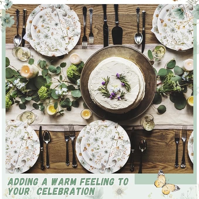 250 Pcs Wildflower Party Decorations Include Spring Summer Floral Paper Plates - Image 6