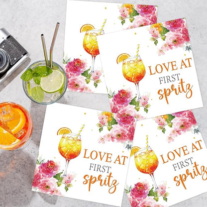 Spritz Bridal Shower Decorations - 50PCS Love at First Splitz Party Napkins Disposable Supplies, Cocktail Bachelorette Party Paper Napkins Supplies Decor (Size 6.5 Inch)